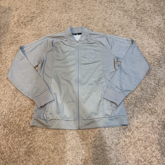Seattle Sounders FC Jacket Mens Large Gray MLS Soccer Track Full Zip Adidas Poly - Picture 1 of 10